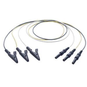 Alligator clip electrode cable, 3 pcs (Black, yellow, white)